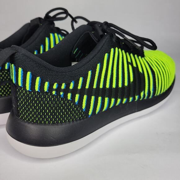 NEW Nike Roshe Two Flyknit Women's Shoes US Size 9 Black Photo Blue Volt Neon - Picture 4 of 14